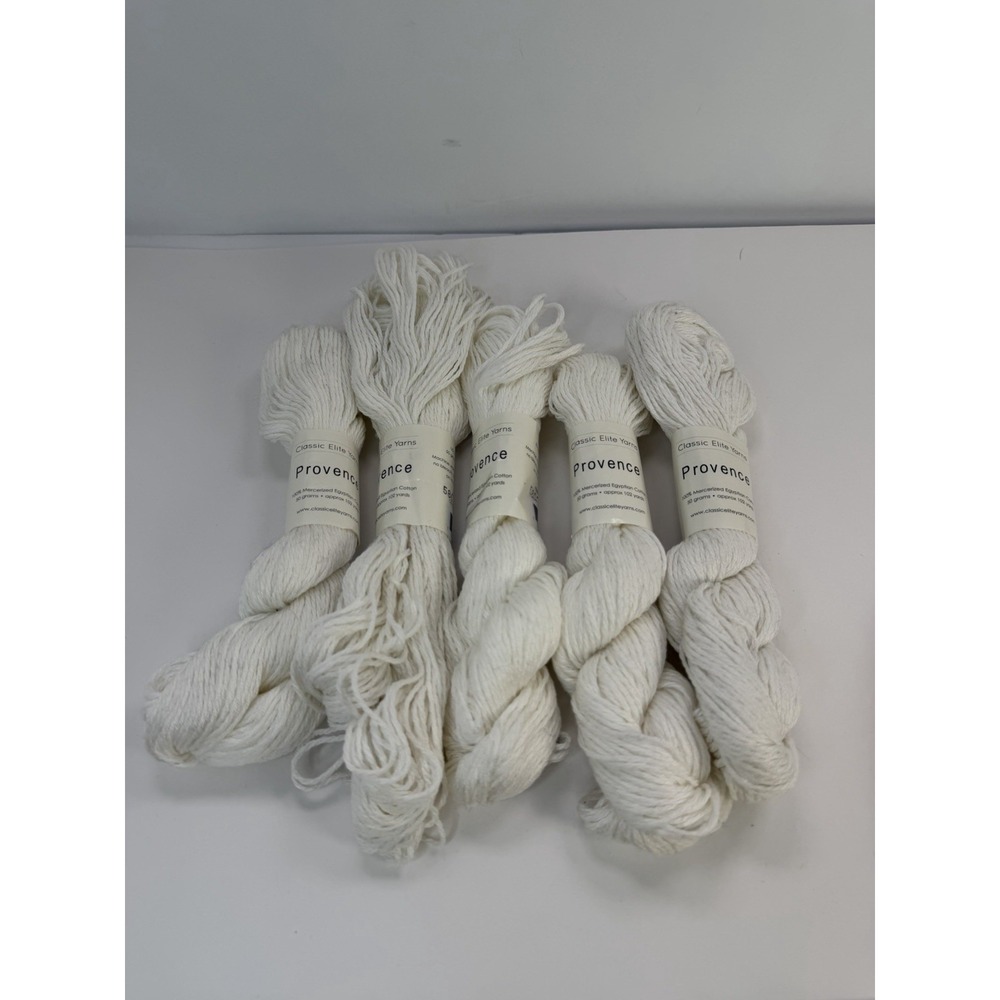 Classic Elite Provence Yarn Lot 5 Mercerized Egyptian‎ Cotton White 50g Each